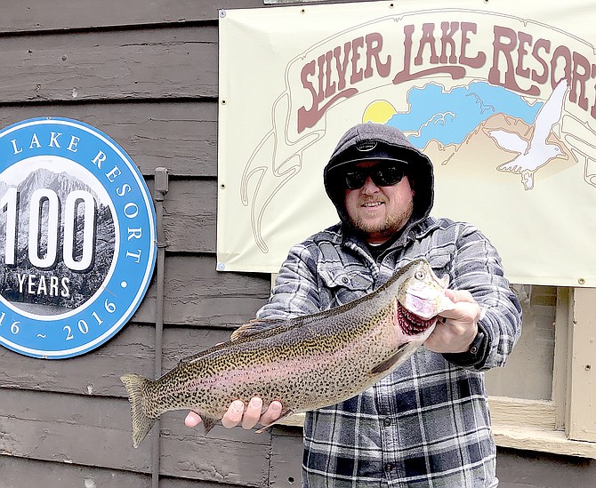 Charles Atha caught a 6-pound trout at Silver Lake in the June Lake Loop on June 11. Photo by Ted Martell