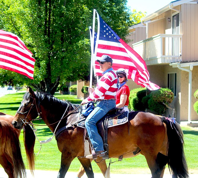 Tom Stone rides with the Douglas County Sheriff's Mounted Posse on July 4, 2020, a few hours before he had a heart attack.