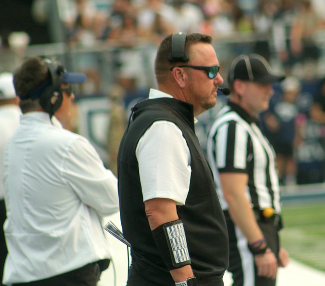 Nevada football coach Ken Wilson shown in 2022 during a game against Incarnate Word in Reno.