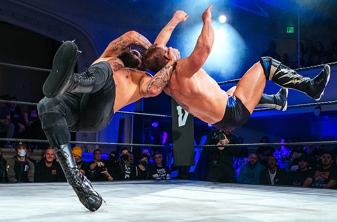 DEFY wrestler Schaff takes down opponent Davey Richards in a match earlier this year. Schaff will be taking on Evan Rivers for the PNW title at the Showdown at the Mountain event.