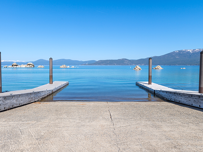 The boat ramp at Sand Harbor State Park at Lake Tahoe.