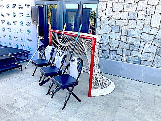 Lake Tahoe resident Kirk Walder sent in this photo of the set-up for Tuesday's announcement that a minor league hockey team would be competing out of Stateline. There's supposed to be a contest for the team name at some point. In the meantime, think cool thoughts.
