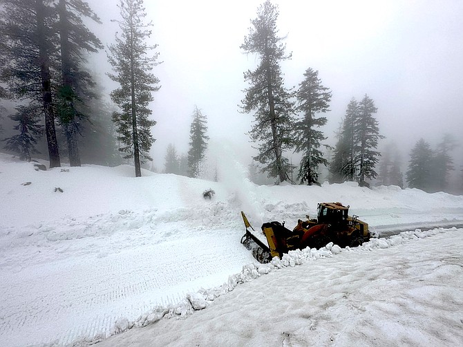 A snowplow clears Tioga Road in Yosemite National Park last week. National Park Service photo