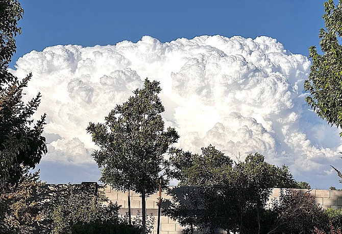 Resident Joe Cooke took this photo of clouds looking east from Gardnerville as clouds built up over the Pine Nuts. Not a drop of rain has been recorded in Minden during the entire month of July.