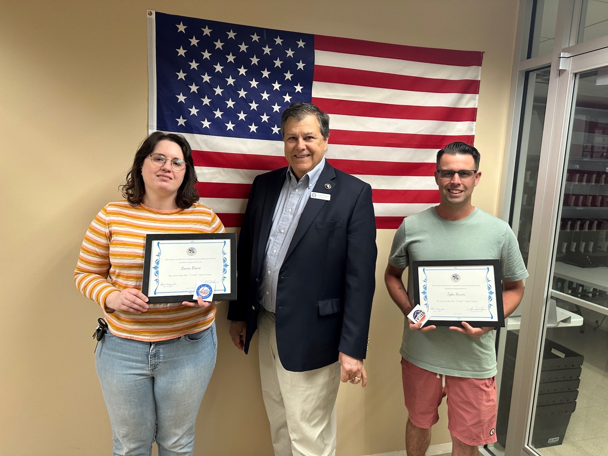 ‘I Voted’ sticker winners recognized by clerkrecorder Serving Carson