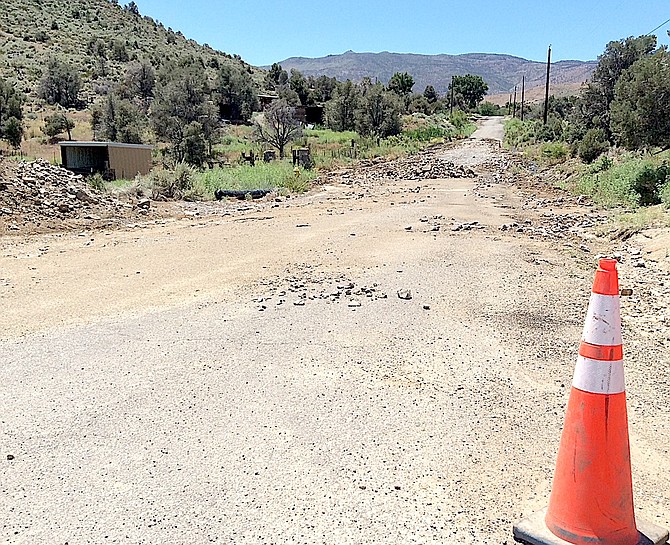 Ballman Way in Topaz Ranch Estates is a rocky road. Photo special to The R-C by Mark Pascus