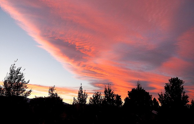 Dave Thomas photographed clouds caught in the sunset over Carson Valley on Sunday.