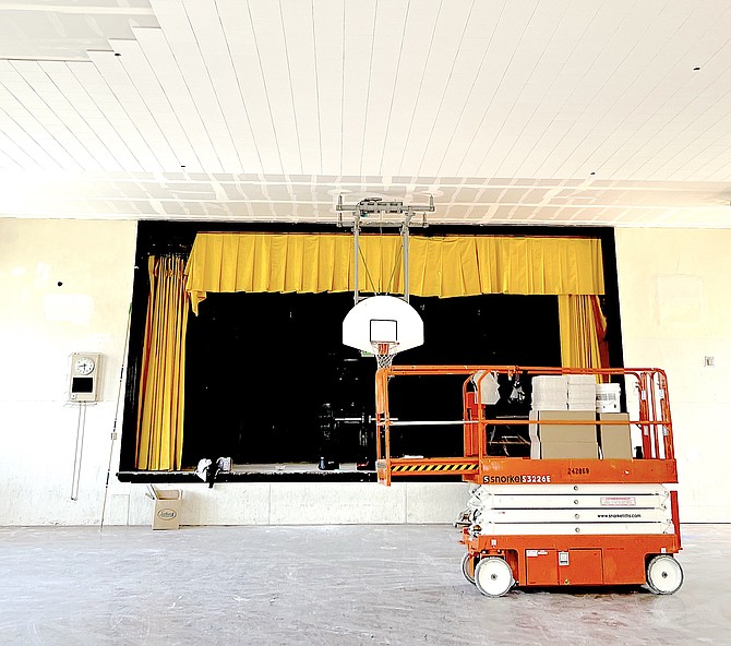 Work on the ceiling of the Old Gym Playhouse in Gardnerville is moving forward.