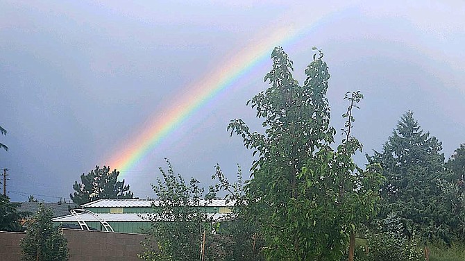 Lisa and Terry Sadoski sent in this photo of a rainbow over Ruhenstroth on Monday evening.