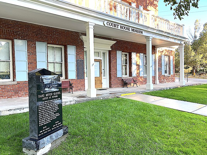 The Hans Meyer-Kassel marker in front of the Genoa Courthouse Museum on Tuesday morning.