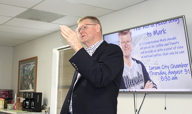 U.S. Rep. Mark Amodei (R-NV) at a Carson City Chamber of Commerce meeting Aug. 31, 2023.