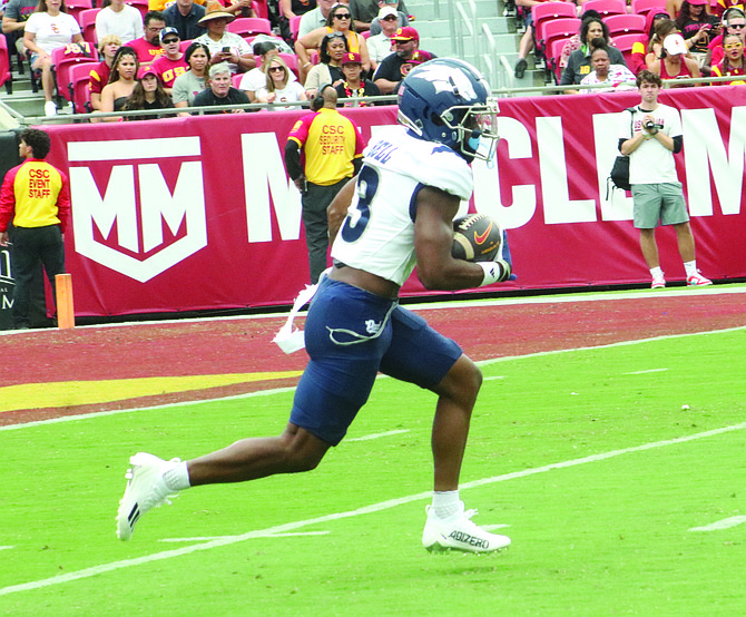 Nevada’s Jamaal Bell had a workout on kickoff returns in Nevada’s Saturday 66-14 loss to USC at the Los Angeles Coliseum.