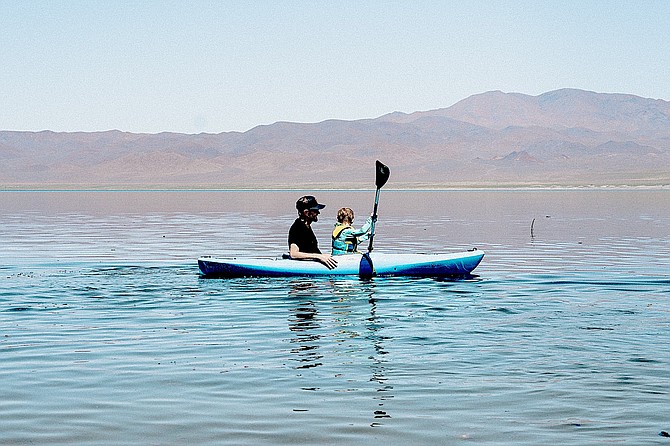 Kayakers paddle on a newly refilled Walker Lake. Photo special to The R-C by the Walker Basin Conservancy