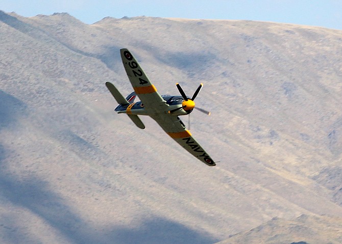 A Hawker Sea Fury in flight at Reno Stead Airport on Wednesday morning.