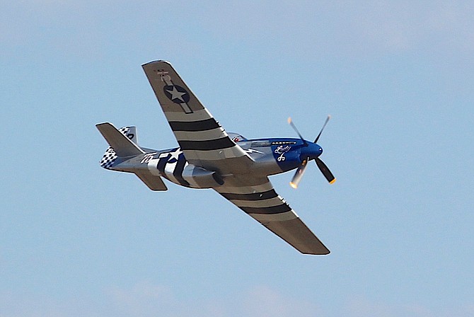 North American P-51 Lady Jo flies during the first Unlimited qualifiers on Wednesday morning at the Reno Air Races.