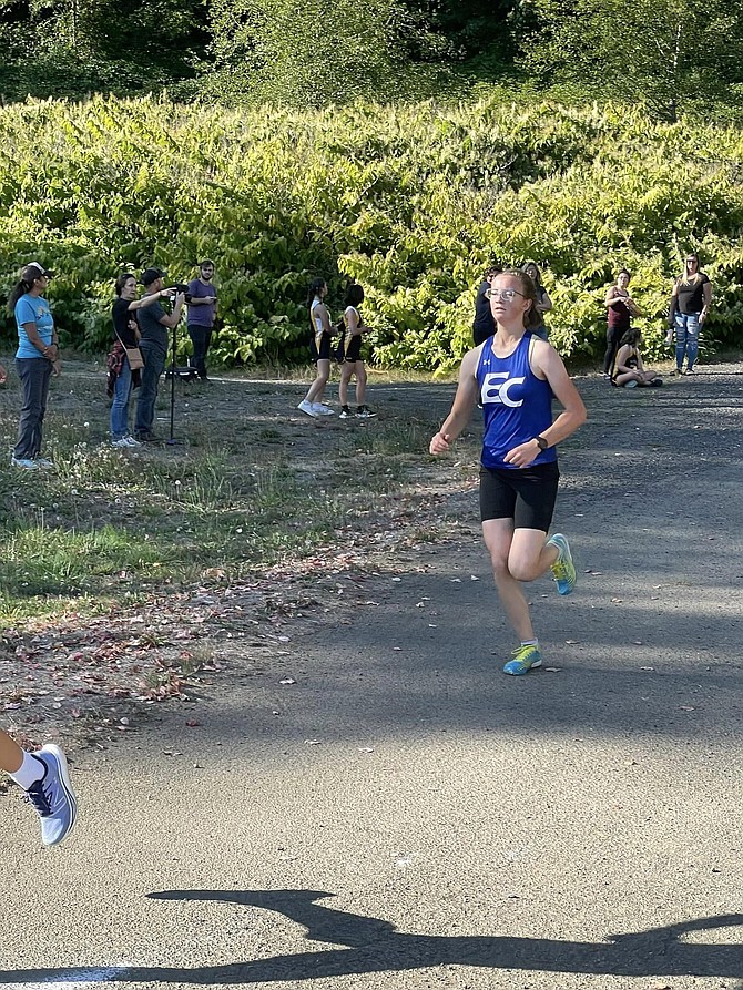 Eatonville’s Grace Coonrod competes at the 1A Evergreen League meet this past Thursday. Coonrod would go on to finish 4th, the best finish of all Eatonville runners.