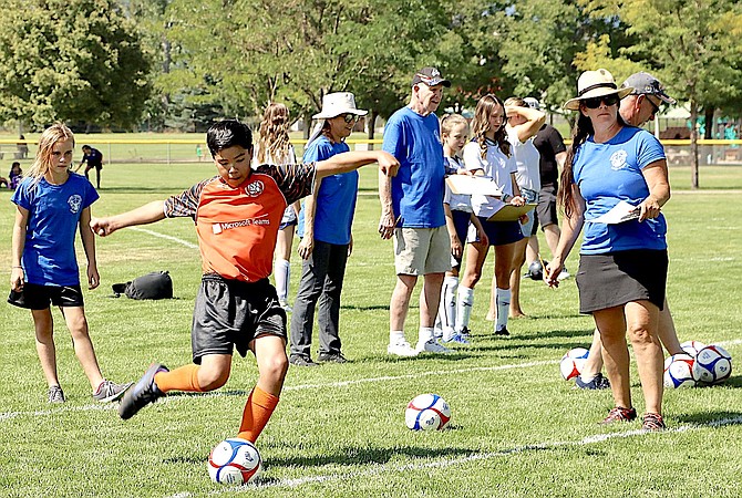 soccer players test their skills at Ranchos Aspen Park on Sept. 6. Photo special to The R-C by Dave Stewart
