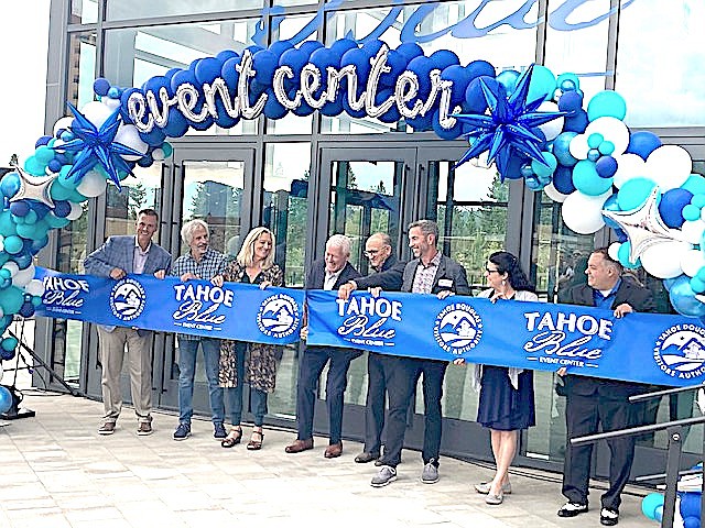 Officials cut the ribbon officially opening the Tahoe Blue Event Center on Monday. Photo special to The R-C by Kirk Walder