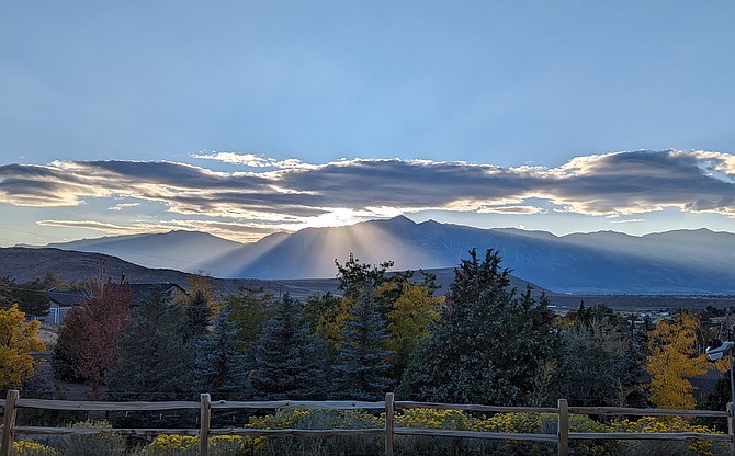 Ruhenstroth resident Glenn Orr captured the sun setting behind the Carson Range on Monday evening.