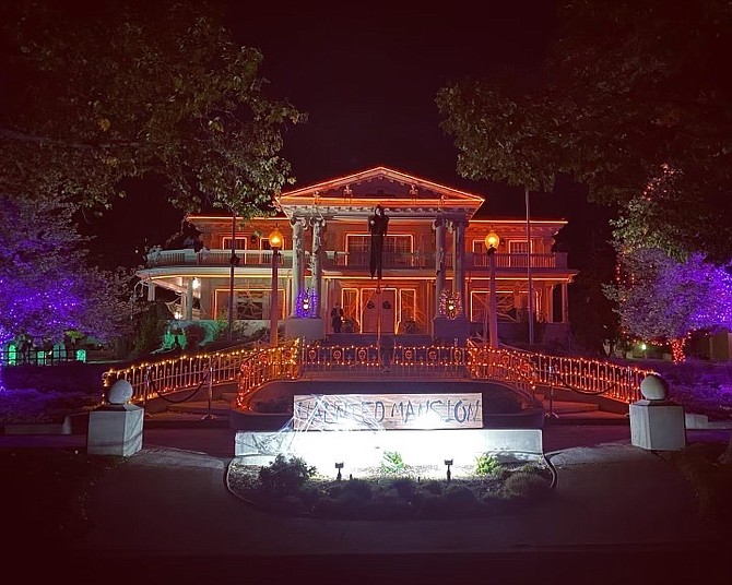 The Nevada Governor’s Mansion at night after being decorated for Halloween the first week of October.