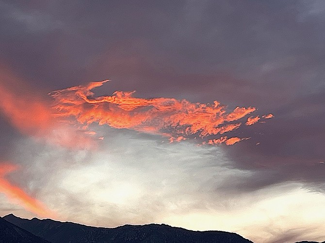 A red fire dragon cloud soared over the Sierra in Saturday's sunset in this photo by Carson Valley resident Michael Smith.
