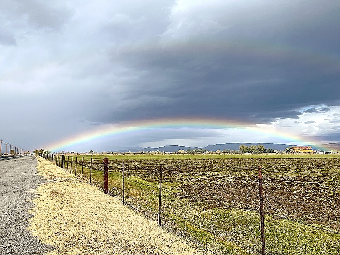 Frank Dressel took a photo of the rainbow over the Carson Valley on Wednesday.