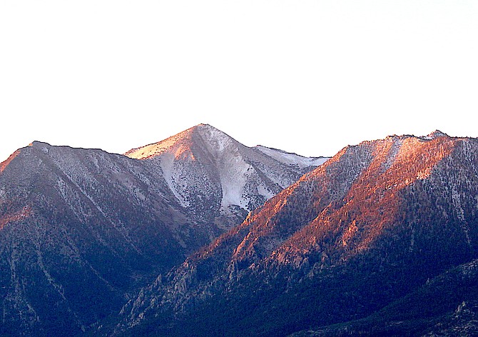A light dusting of snow on Jobs Peak greeted residents this morning.