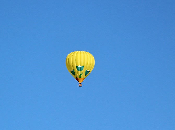 The balloons didn't get off the ground at the Nevada Day Parade, but here's one drifting over Gardnerville on Oct. 23. There was another up on Monday.