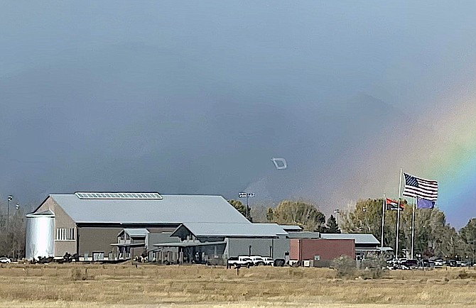 The wind had the flags at the Douglas County Community & Senior Center flying in this photo by Heather Crawford. The center is hosting Toddler Time this morning.