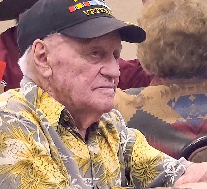 Veteran Louis Bishopberger, 97, at the Sierra Nevada Republican Women meeting on Nov. 8.