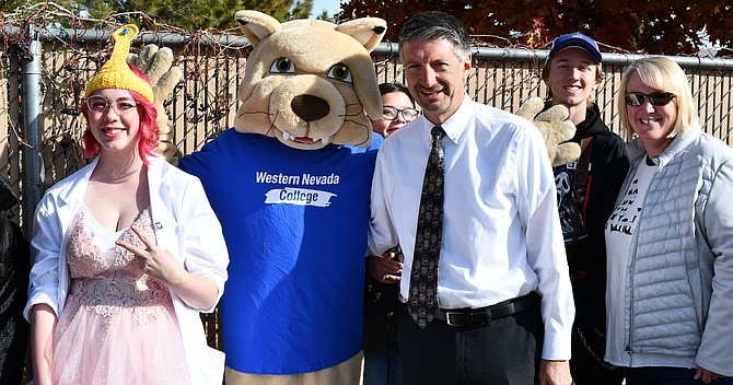Western Nevada College President Kyle Dalpe celebrates the campus’ Pumpkin Parade on Oct. 31, 2023.