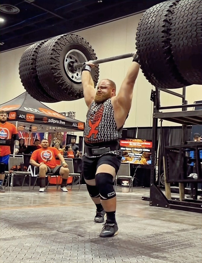 Eatonville native Lucas Hatton competes in the axle clean and press with a lift of 440 pounds. Hatton would end up sharing first place in this event with competitor Rob Kearney.