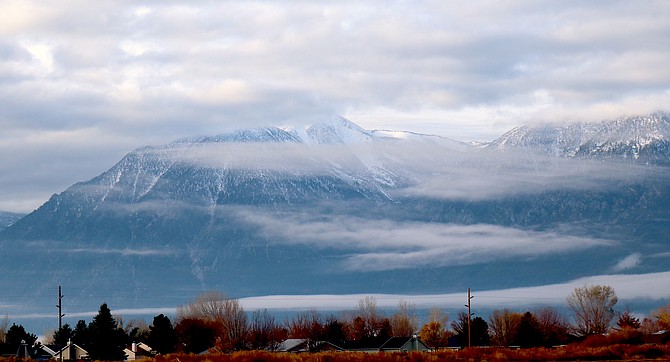 Hanging clouds are brushstrokes across the face of the Carson Range in mid-November.