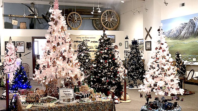 The Gallery of Trees is set up in the main hall of the Carson Valley Museum & Cultural Center in time for the Douglas County Historical Society's annual Christmas Gala on Saturday.