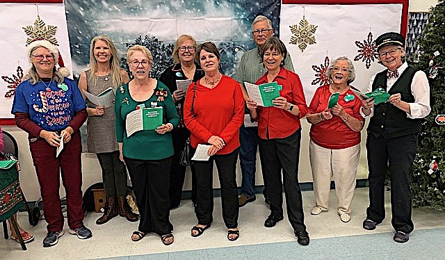 The annual Carson Valley United Methodist Church carolers at the Heavenly Holiday Faire, from left Tamera Brewer, Julie Franklin, Kathy Wicker, Sharon Hoelscher Day, Ann Delahey, Jim Peterlin, Barbara Graham, Penny Puentes and Nancy Deis.