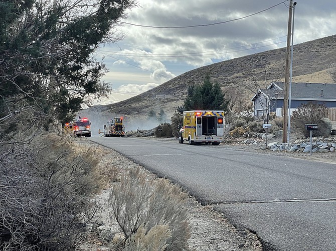 The Carson City Fire Department is staged on Boyle Street on Friday morning.