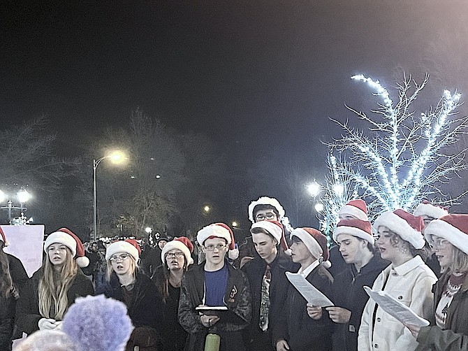The Douglas High School Choir performs at the Minden gazebo lighting. Photo special to The R-C by Barb Geibel