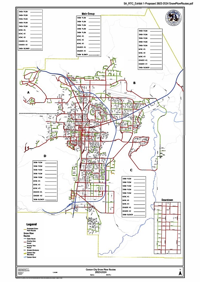 Carson City snowplow routes, including proposed routes.