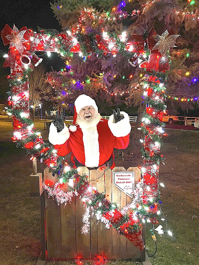 Santa takes a selfie at the Christmas Kickoff in Gardnerville last week.