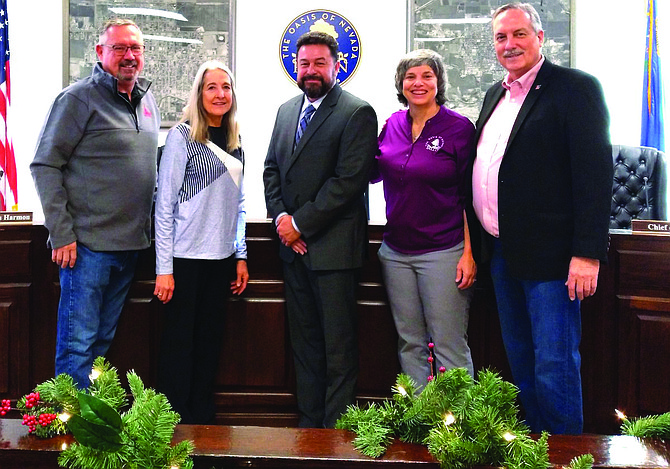 Marco Guerrero was unanimously approved as deputy director in charge of electric utilities for the Public Works department. From left: Councilman Paul Harmon, Councilwoman Karla Kent, Guerrero, Councilwoman Kelly Frost and Mayor Ken Tedford.