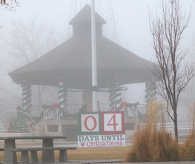 Only four days left until Christmas, according to the big calendar in Minden Park.