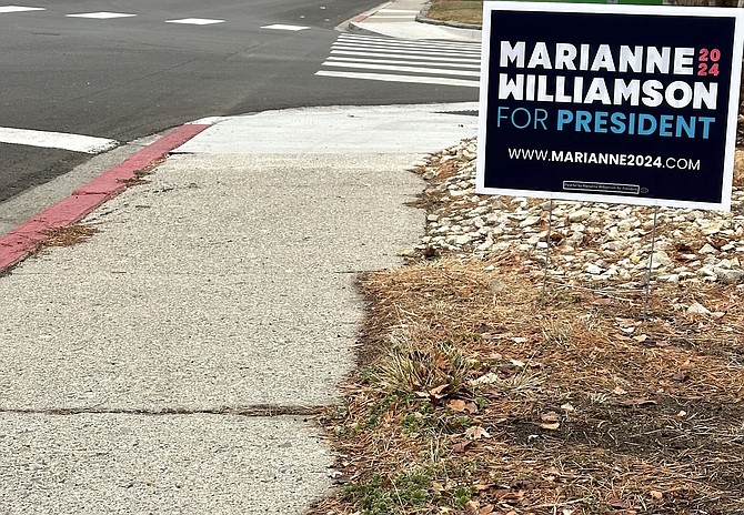 A 2024 presidential campaign sign is inappropriately placed on the west side of Carson City.