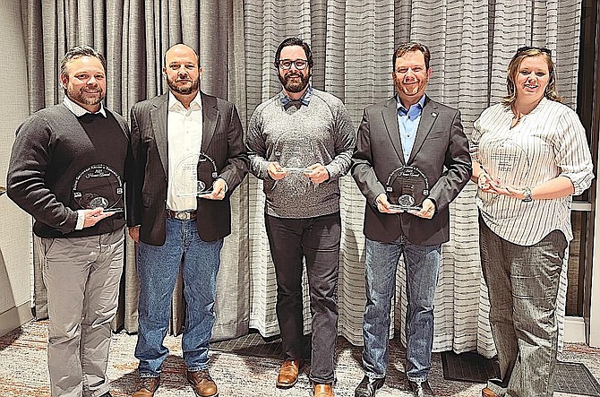 Members of the Emergency Forest Restoration Team were honored for administering $1.8 million in grant funding dedicated to private land restoration and recovery in the aftermath of the Tamarack Fire.
Pictured are Matthew Zumstein, Matt Setty, JT Chevallier, Clint Celio and Annabelle Monti.