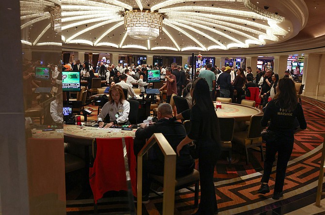 Live gaming action at Caesars Palace before the start of the Las Vegas Grand Prix on Nov. 18, 2023.