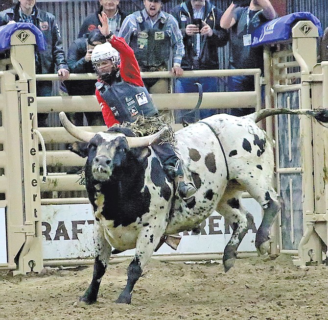 Riker Carter bolts out of the chute.