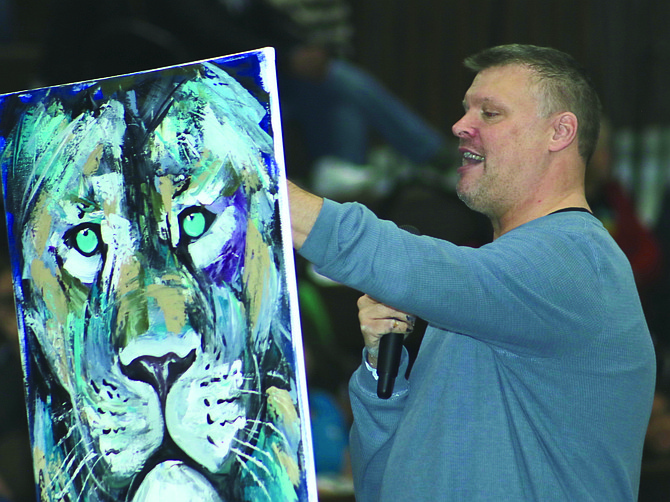 Motivational speaker Sam Glenn speaks to Churchill County teachers and staff at last week’s in-service presentation.