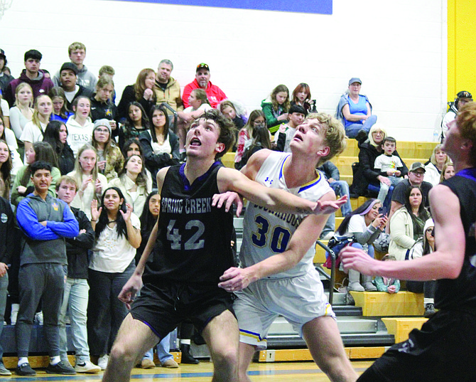 Lowry’s Kasyn Garner fights for a rebound against Spring Creek.