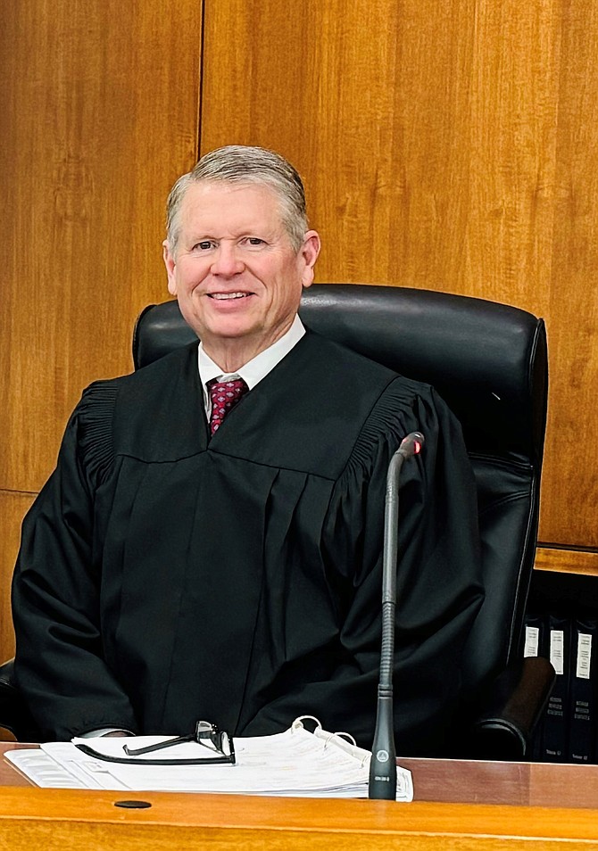 Courtesty photo: First Judicial District Court Judge James Wilson on the bench Jan. 2, 2024, before retiring from office.