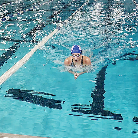 Battle Mountain's Nevaeh Serna swims at the Blizzard Blast.