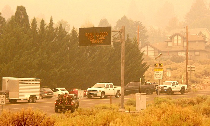 Kingsbury Grade was one way on Aug. 31, 2021, to accommodate evacuations from Lake Tahoe due to the Caldor Fire.